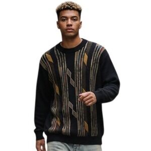 Vintage Y2k Miko Wool 3D Geometric Menx size Large Streetwear Grandpa Sweater